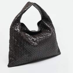 Pre Owned Bottega Veneta Dark Brown Leather Large Hop Shoulder Bag