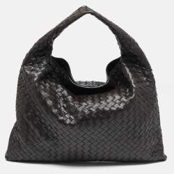 Pre Owned Bottega Veneta Dark Brown Leather Large Hop Shoulder Bag