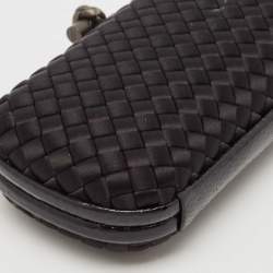 مملوكة مسبقًا Bottega Veneta Black Intrecciato Satin and Ayers Stretch Knot Clutch