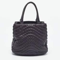 مملوكة مسبقًا Bottega Veneta Purple Intrecciato Leather Maggiore Tote