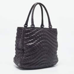 مملوكة مسبقًا Bottega Veneta Purple Intrecciato Leather Maggiore Tote