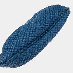Bottega Veneta Blue Leather Intrecciato Hobo Bag