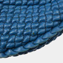 Bottega Veneta Blue Leather Intrecciato Hobo Bag