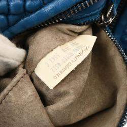 Bottega Veneta Blue Leather Intrecciato Hobo Bag