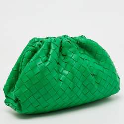 Bottega Veneta Green Intrecciato Leather Teen Pouch Clutch