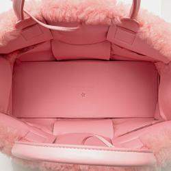 Bottega Veneta Pink Small Shearling Intrecciato Arco Tote