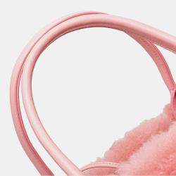 Bottega Veneta Pink Small Shearling Intrecciato Arco Tote