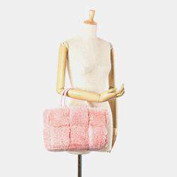 Bottega Veneta Pink Small Shearling Intrecciato Arco Tote