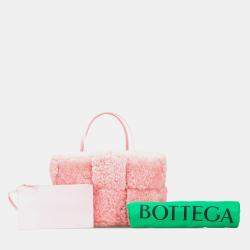 Bottega Veneta Pink Small Shearling Intrecciato Arco Tote