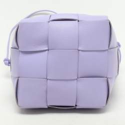 Pre Owned Bottega Veneta Purple Intrecciato Leather Cassette Bucket Bag