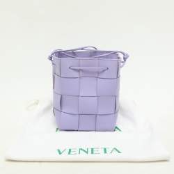 Pre Owned Bottega Veneta Purple Intrecciato Leather Cassette Bucket Bag