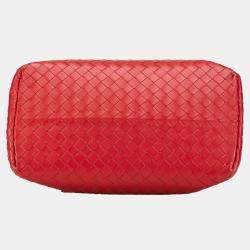 Bottega Veneta Red Mini Nappa Intrecciato Roma Satchel