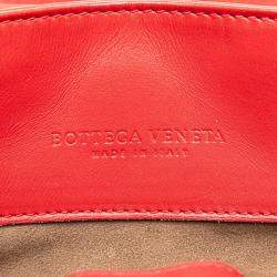 Bottega Veneta Red Mini Nappa Intrecciato Roma Satchel
