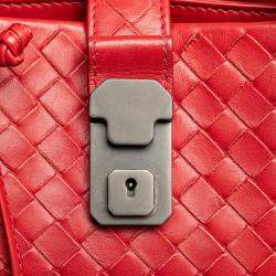 Bottega Veneta Red Mini Nappa Intrecciato Roma Satchel