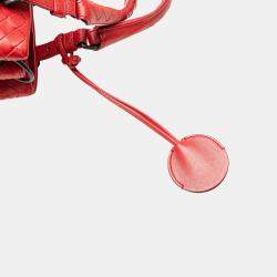 Bottega Veneta Red Mini Nappa Intrecciato Roma Satchel