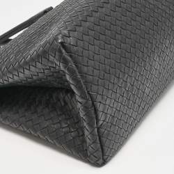Pre Owned Bottega Veneta Black Intrecciato Leather Milano Tote