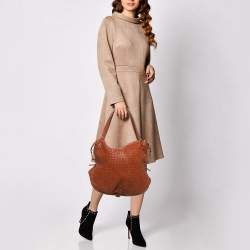 مملوكة مسبقًا Bottega Veneta Rust Brown Intrecciato Leather Belly 76 Hobo