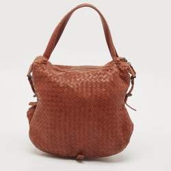 مملوكة مسبقًا Bottega Veneta Rust Brown Intrecciato Leather Belly 76 Hobo