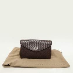 Bottega Veneta Brown Intrecciato Karung Leather Clutch