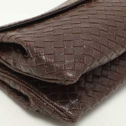 Bottega Veneta Brown Intrecciato Karung Leather Clutch