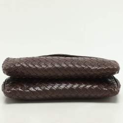 Bottega Veneta Brown Intrecciato Karung Leather Clutch