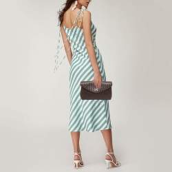 Bottega Veneta Brown Intrecciato Karung Leather Clutch
