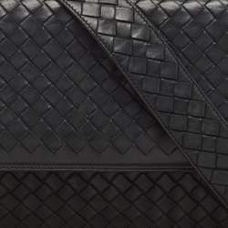 Pre Owned Bottega Veneta Black Intrecciato Leather Alumna Top Handle Bag