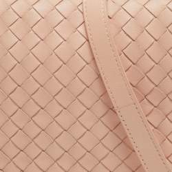 Pre Owned Bottega Veneta Peach Intrecciato Leather Flap Crossbody Bag