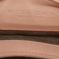 Pre Owned Bottega Veneta Peach Intrecciato Leather Flap Crossbody Bag