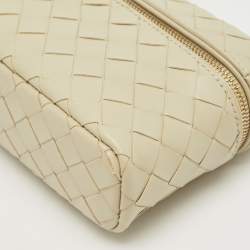 Pre Owned Bottega Veneta Sea Salt Intrecciato Leather Bang Bang Vanity Case Bag
