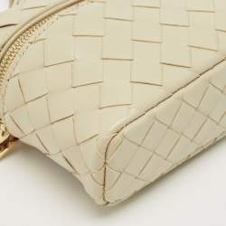 Pre Owned Bottega Veneta Sea Salt Intrecciato Leather Bang Bang Vanity Case Bag