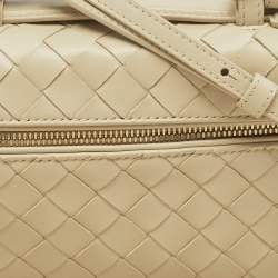 Pre Owned Bottega Veneta Sea Salt Intrecciato Leather Bang Bang Vanity Case Bag
