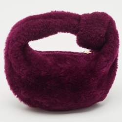 Pre Owned Bottega Veneta Burgundy Shearling Mini Jodie Hobo