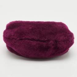 Pre Owned Bottega Veneta Burgundy Shearling Mini Jodie Hobo