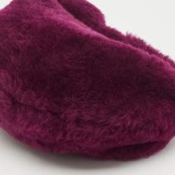 Pre Owned Bottega Veneta Burgundy Shearling Mini Jodie Hobo