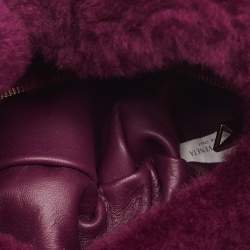 Pre Owned Bottega Veneta Burgundy Shearling Mini Jodie Hobo