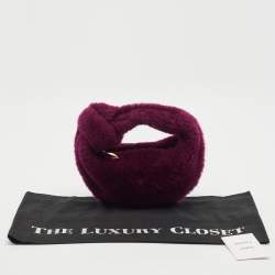 Pre Owned Bottega Veneta Burgundy Shearling Mini Jodie Hobo