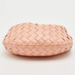 Pre Owned Bottega Veneta Peach Intrecciato Leather Mini Jodie Hobo