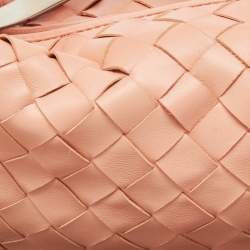 Pre Owned Bottega Veneta Peach Intrecciato Leather Mini Jodie Hobo