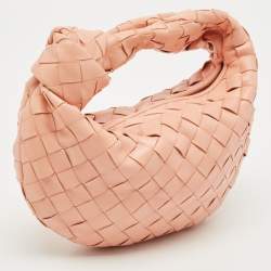 Pre Owned Bottega Veneta Peach Intrecciato Leather Mini Jodie Hobo