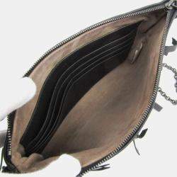 Bottega Veneta Black Intrecciato Fringed Leather Chain Shoulder Bag