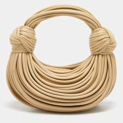 Pre Owned Bottega Veneta Beige Leather Mini Tubular Double Knot Hobo