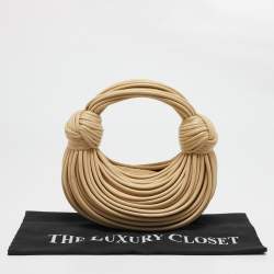 Pre Owned Bottega Veneta Beige Leather Mini Tubular Double Knot Hobo