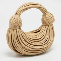 Pre Owned Bottega Veneta Beige Leather Mini Tubular Double Knot Hobo