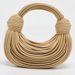 Pre Owned Bottega Veneta Beige Leather Mini Tubular Double Knot Hobo