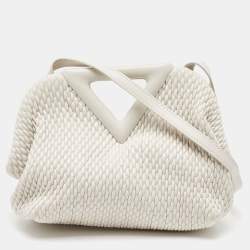 Pre Owned Bottega Veneta White Quilted Leather Point Shoulder Bag