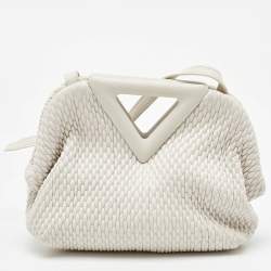 Pre Owned Bottega Veneta White Quilted Leather Point Shoulder Bag