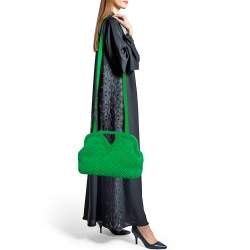 Pre Owned Bottega Veneta Green Crochet and Rubber The Point Shoulder Bag