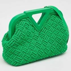 Pre Owned Bottega Veneta Green Crochet and Rubber The Point Shoulder Bag