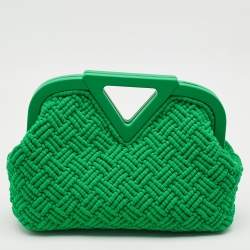 Pre Owned Bottega Veneta Green Crochet and Rubber The Point Shoulder Bag